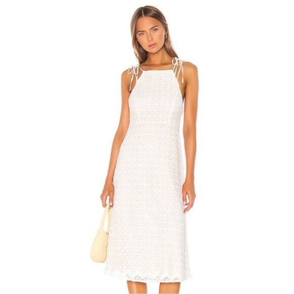 Camila Coehlo Dress Solaris White Crochet Lace Preppy Travel Resort Midi M - Picture 8 of 10
